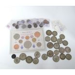 A quantity of post 1920 and pre 1946 silver coinage - 250gm, together with 19th century coinage