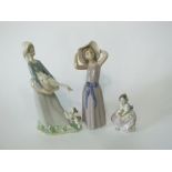 A Lladro figure of a young girl with a goose and puppy, a Lladro Daisa figure of a young girl in a
