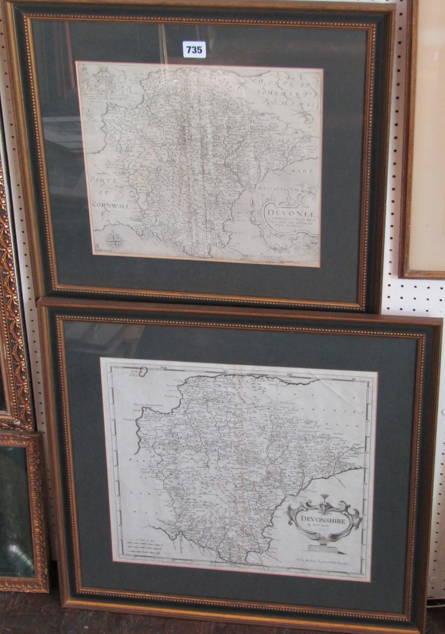 A collection of three 17th and 18th century maps of Devonshire including examples by Christopher