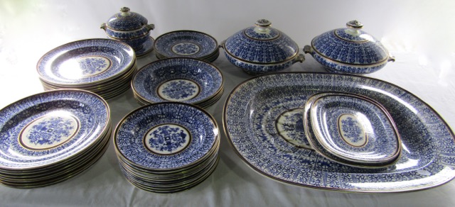 An extensive collection of 19th century Mintons blue and white printed dinner wares comprising a