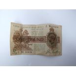 A John Bradbury £1 Treasury bank note number C67 number 554393