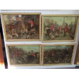 A set of four 19th century chromolithographs after E Holt showing hunting scenes, 37 x 50cm in cream