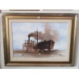 A limited edition artist proof with oil effect finish on canvas showing a steam ship at high seas,
