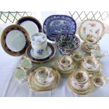 A collection of Hammersley tea wares with printed and infilled floral sprays and gilt border