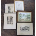 A set of three black and white etching by Graham Barry Clilverd, of city scenes including Florence