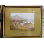 A pair of early 20th century gouache paintings of mountainous lakeland scenes, indistinctly signed