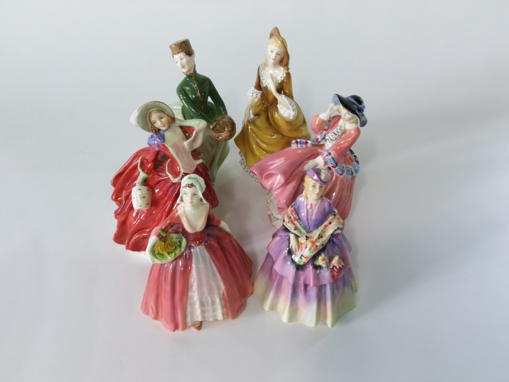 A collection of six Royal Doulton figures comprising Grace HN2318, Sandra HN2275, Autumn Breezes - Image 2 of 2