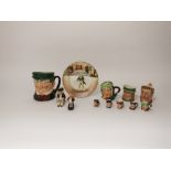 A collection of Royal Doulton Dickens related wares including a Mr Pickwick large character jug, a