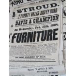 Fifteen Davis and Champion auction posters advertising forthcoming sales of property, furniture,