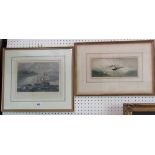 An early 20th century watercolour and body colour study of a steam ship in stormy seas, indistinctly