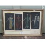 A set of four gouache figure studies (in one frame) of male characters with Greek inscriptions,