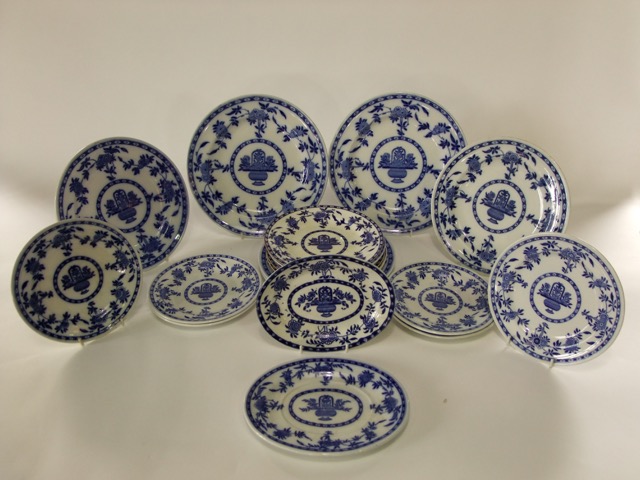 A collection of 19th century Minton's Delft pattern dinner wares with blue and white printed - Image 2 of 2