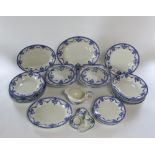 A quantity of early 20th century Jewel pattern blue and white printed dinner wares comprising a pair