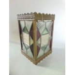 An attractive stained glass square hall lantern, 29 cm high approx.