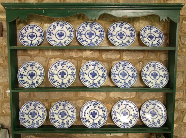 A collection of 19th century Minton's Delft pattern dinner wares with blue and white printed