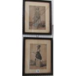 A set of four mid 17th century black and white engravings after Wenceslaus Hollar representing the