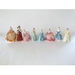 A collection of three Royal Worcester figures - Grandmothers Dress 3081, First Dance 3629 and