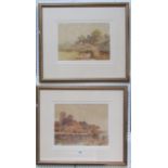 A pair of early 20th century watercolour and body colour studies of river landscapes of cattle,