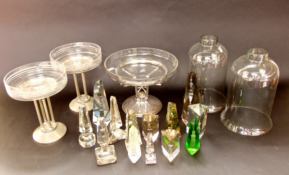 A collection of quality glassware to include three tazza (1 pair and 1 other) in the WMF manner,