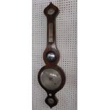 19th century rosewood banjo aneroid barometer signed TH Millard of Bristol