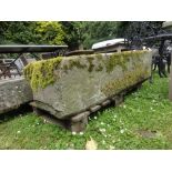 A good quality deep weathered limestone trough of rectangular form, 130 cm long x 33 cm deep