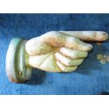 Interesting fibre glass moulded hand with a finger pointing, 68cm long