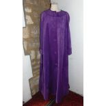 Vintage ladies opera/evening coat in parma violet suede with matched silk lining, approx size 14 -