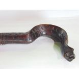 Eastern carved hardwood walking stick in the form of a Cobra, 100cm long