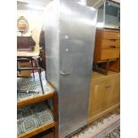 Vintage industrial stripped and polished aluminium cupboard with Bakelite handle by "Billing", 180
