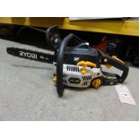 A Ryobi petrol 33cc chain saw with fourteen inch/35 cm blade PCN3335