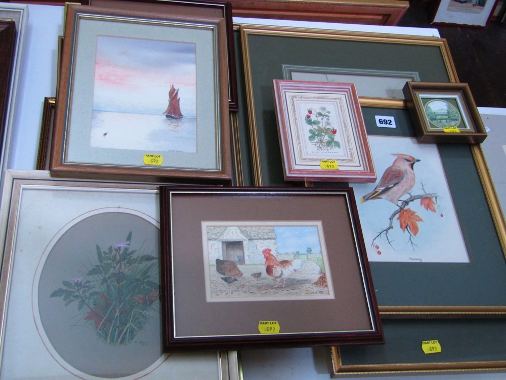 A collection of watercolours by Eric J Morton dating from the 1970s and 1980s including a bullfinch,