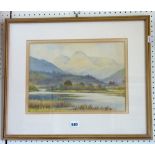 A pair of early 20th century watercolours of mountainous river scenes, one signed bottom right R