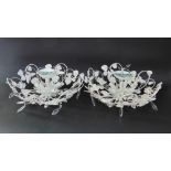 A pair of sheet metal and wirework ceiling lights with flower, leaf and butterfly decoration