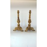 A pair of gilt metal table lamps in the form of Louis Philippe period style candlesticks (2).