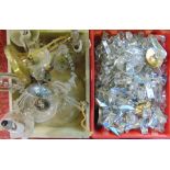 Two boxes containing a collection of prismatic glass and other chandelier pieces.