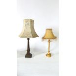 A Laura Ashley bronzed Corinthian column table lamp together with one other