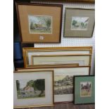 A collection of watercolours by Eric J Morton of local subjects including The Old Barn near
