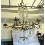 A continental gilt cast metal prismatic drop ceiling light (AF).