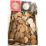 A quantity of English bronze coinage together with a quantity of pre 47, post 20 silver coinage (