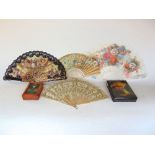 Four various Brize hand fans to include one mother of pearl and sequin example (AF) together with