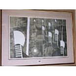 A 20th century limited edition screen print by Sylvia Worthington showing a Venetian canal scene