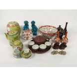 A quantity of 19th century and other oriental ceramics including a 19th century Kutani type bowl