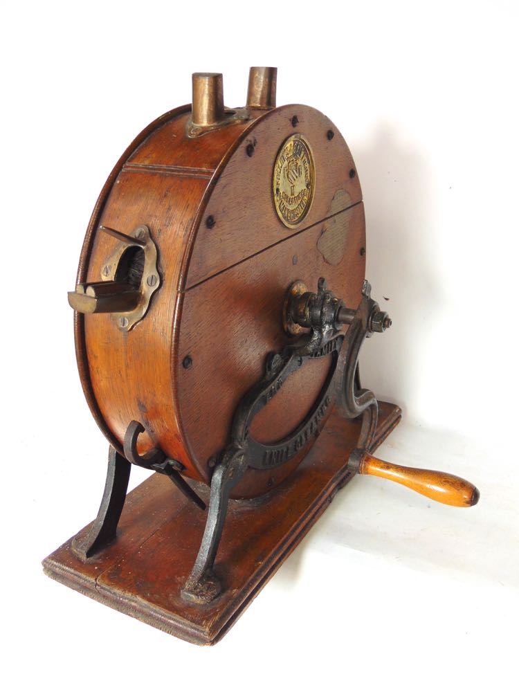 A Victorian oak table knife sharpener together with a pair of open barley twist candlesticks, an - Image 3 of 5