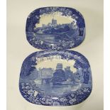 A graduated pair of Wood & Sons Enoch Woods' Castles series blue and white printed meat plates,