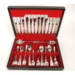 Cased canteen of Arthur Price County plate cutlery in the manner of Arne Jacobsen