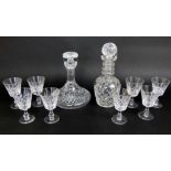 Two Stuart crystal decanters to include one ships decanter and one with ribbed neck together with