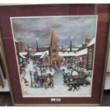 A 20th century coloured signed print after Edith le Breton - The Winter Wedding, signed bottom right