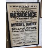 Three 19th and early 20th century posters advertising property auctions including sale of the