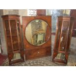 A pair of good quality inlaid Edwardian rosewood breakfront cabinets ajoined by a central panel with