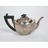 Edwardian silver Georgian style half fluted bachelor tea pot, maker WHS, Birmingham 1904, 7oz